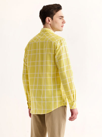 Yellow Checked Linen Shirt