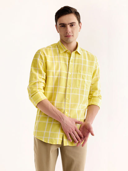 Yellow Checked Linen Shirt