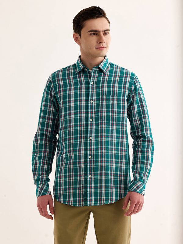 Green Checked Linen Shirt