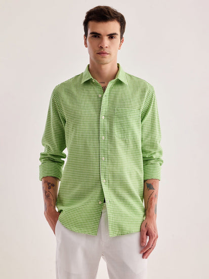 Green Checked Linen Shirt