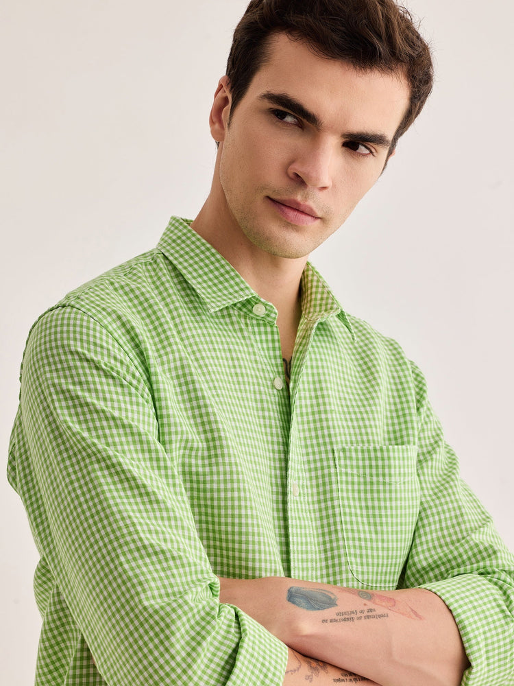 Green Checked Linen Shirt