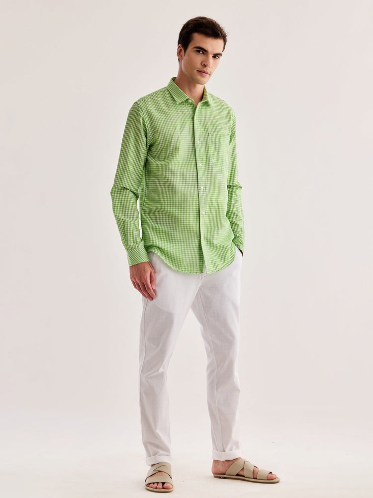 Green Checked Linen Shirt