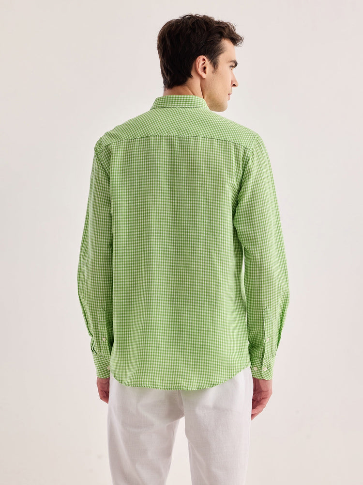 Green Checked Linen Shirt