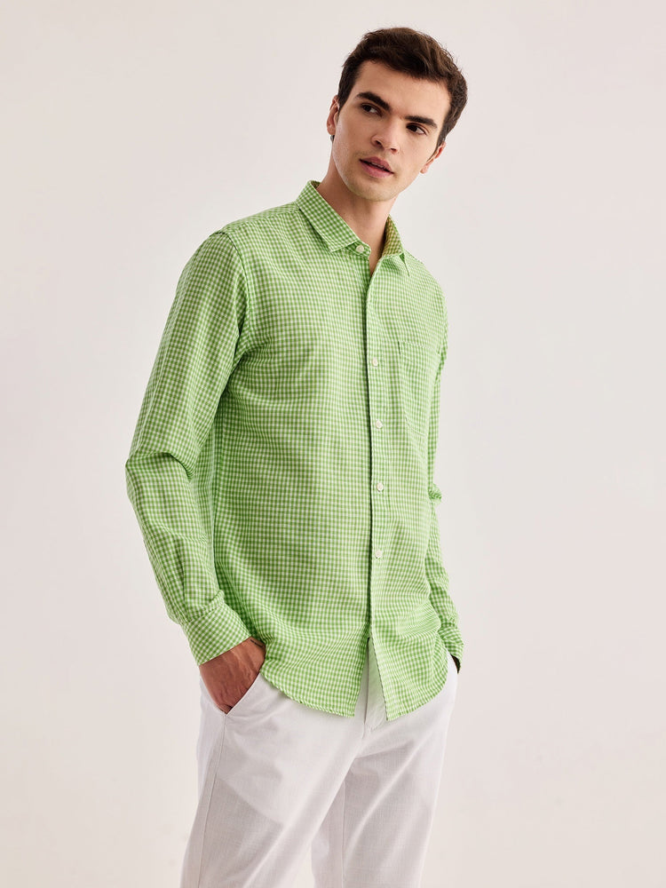 Green Checked Linen Shirt