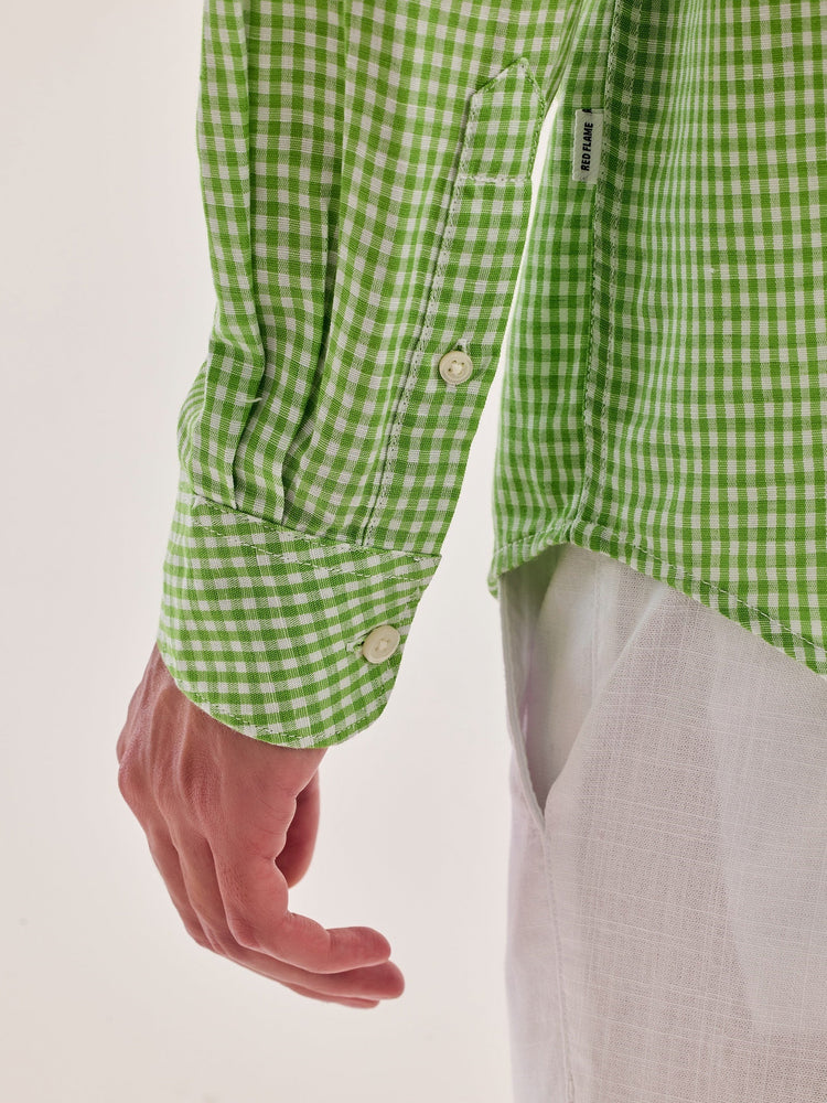 Green Checked Linen Shirt