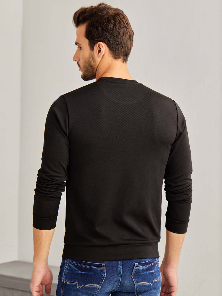 Black Textured 4-Way Stretch Sweatshirt