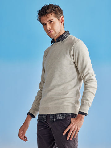 Cream Fleece Crew Neck Sweatshirt