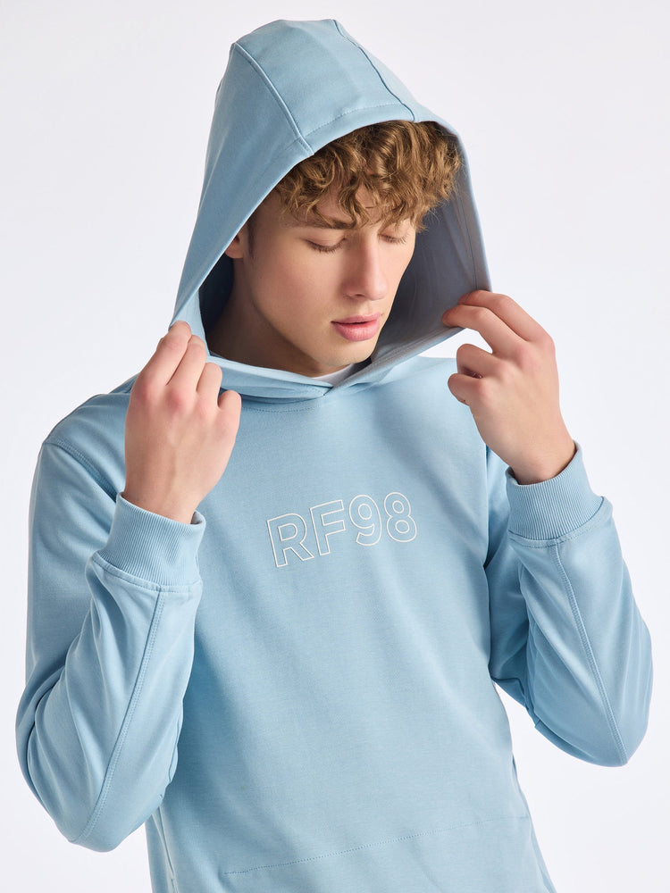 Blue Solid Hooded Sweatshirt