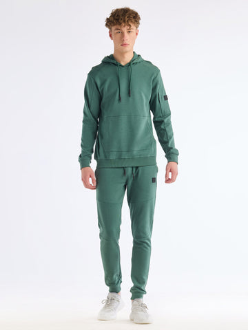 Green Solid Hooded Sweatshirt
