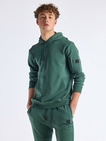 Green Solid Hooded Sweatshirt