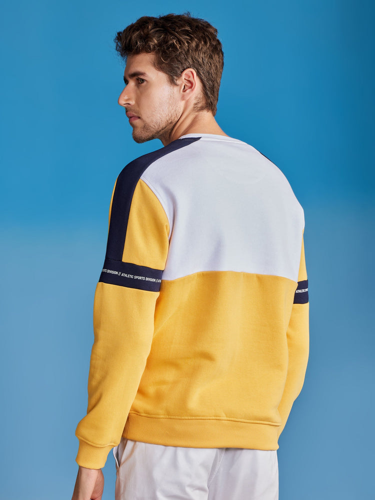 Yellow Colorblocked Crew Neck Sweatshirt