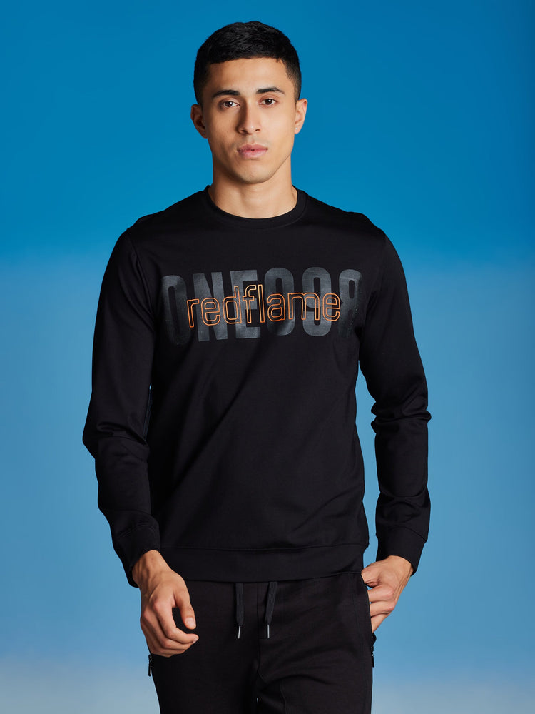 Black 4-Way Stretch Crew Neck Sweatshirt