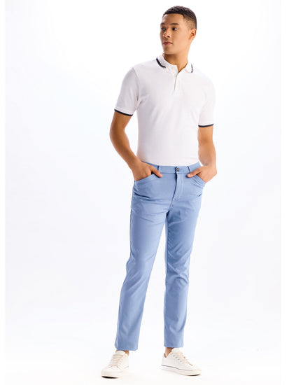 Sky Blue Skinny Fit Stretch Ankle Travel Pant