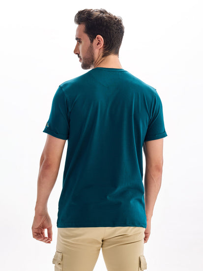 Teal Chest Print T-Shirt