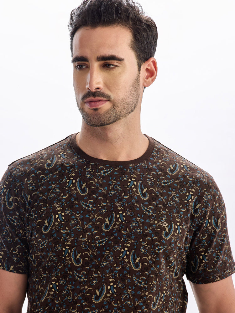 Brown Printed T-Shirt