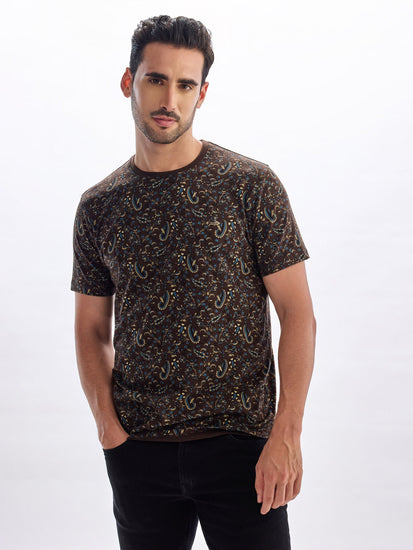 Brown Printed T-Shirt