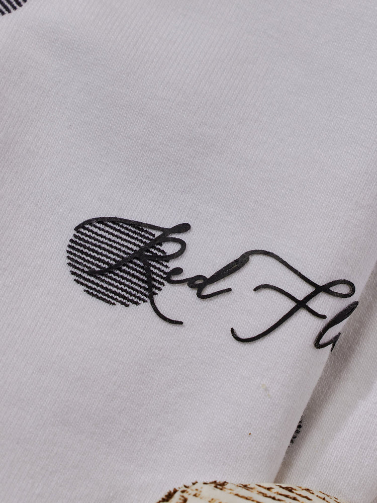 White Stretch Printed T-Shirt
