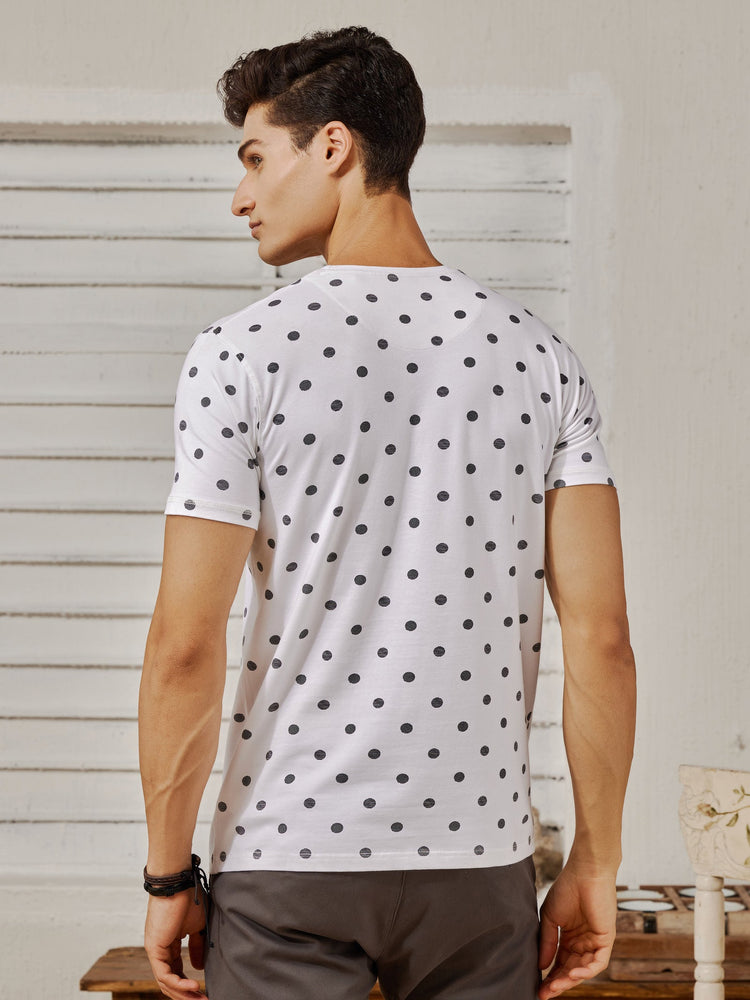 White Stretch Printed T-Shirt