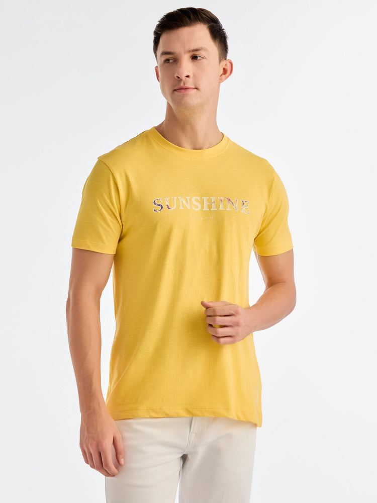 Yellow Chest Print T-Shirt