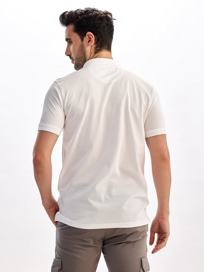 White Printed Polo T-Shirt