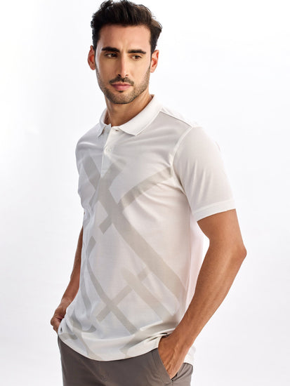 White Printed Polo T-Shirt