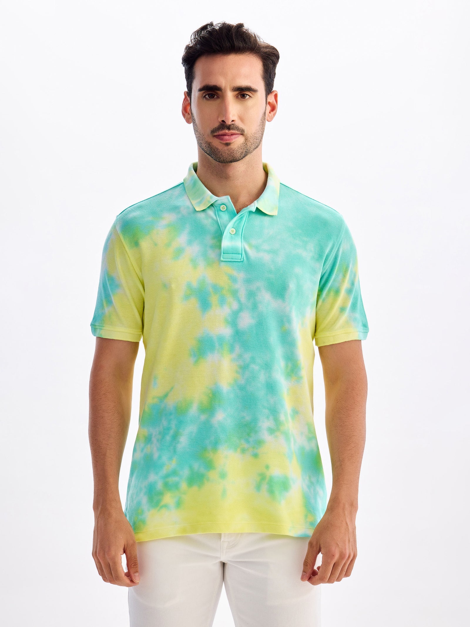 Light Green Tie Dye Polo T-Shirt