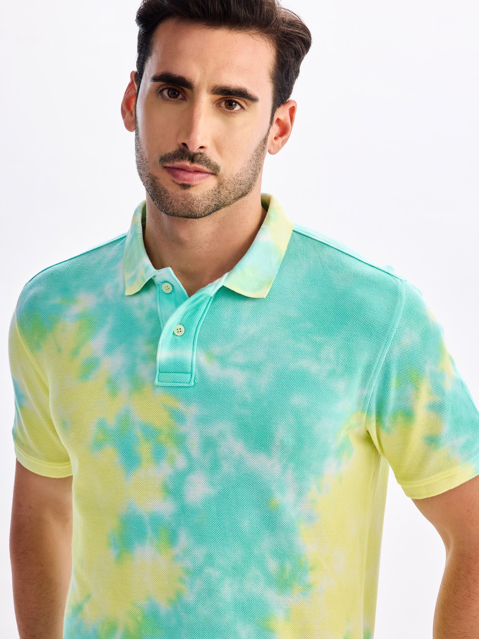 Light Green Tie Dye Polo T-Shirt