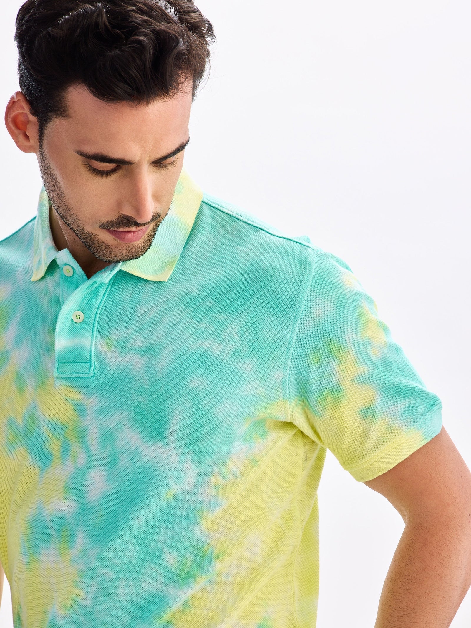 Light Green Tie Dye Polo T-Shirt