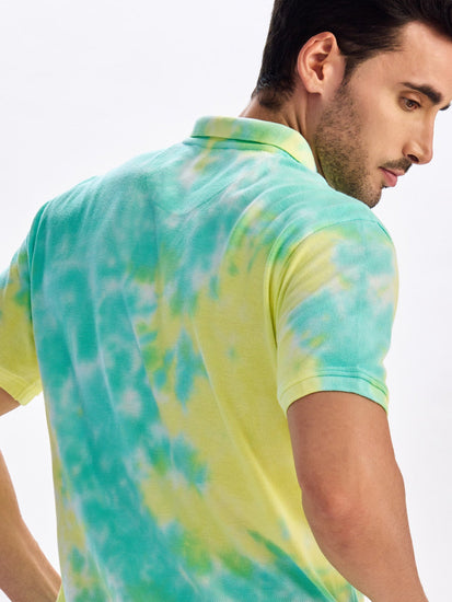 Light Green Tie Dye Polo T-Shirt