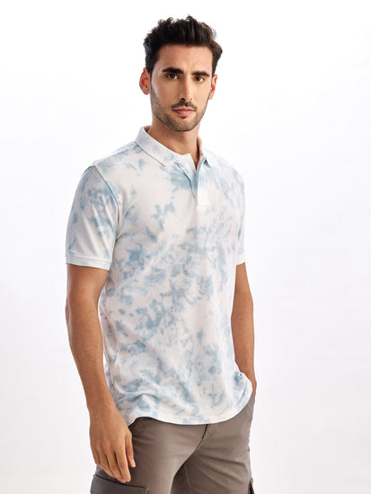 Blue Tie Dye Polo T-Shirt