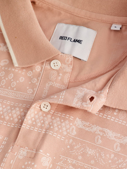 Light Pink Printed Polo T-Shirt