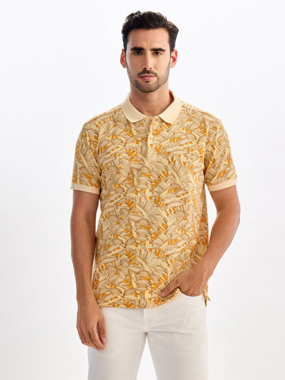 Orange Printed Polo T-Shirt