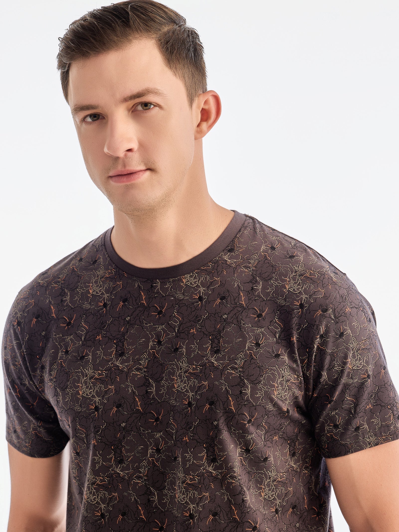 Brown Printed T-Shirt