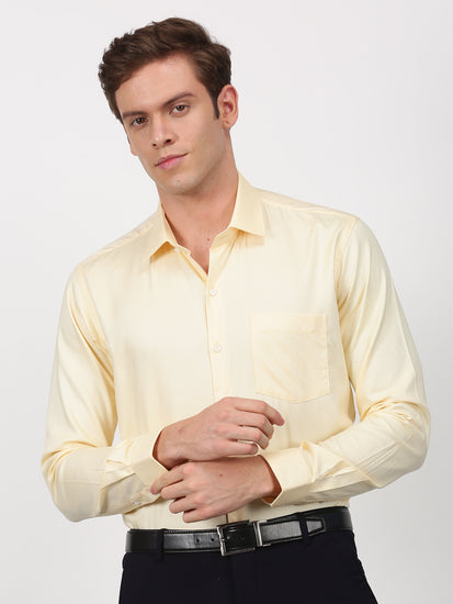 Yellow Solid Long Sleeve Formal Shirt