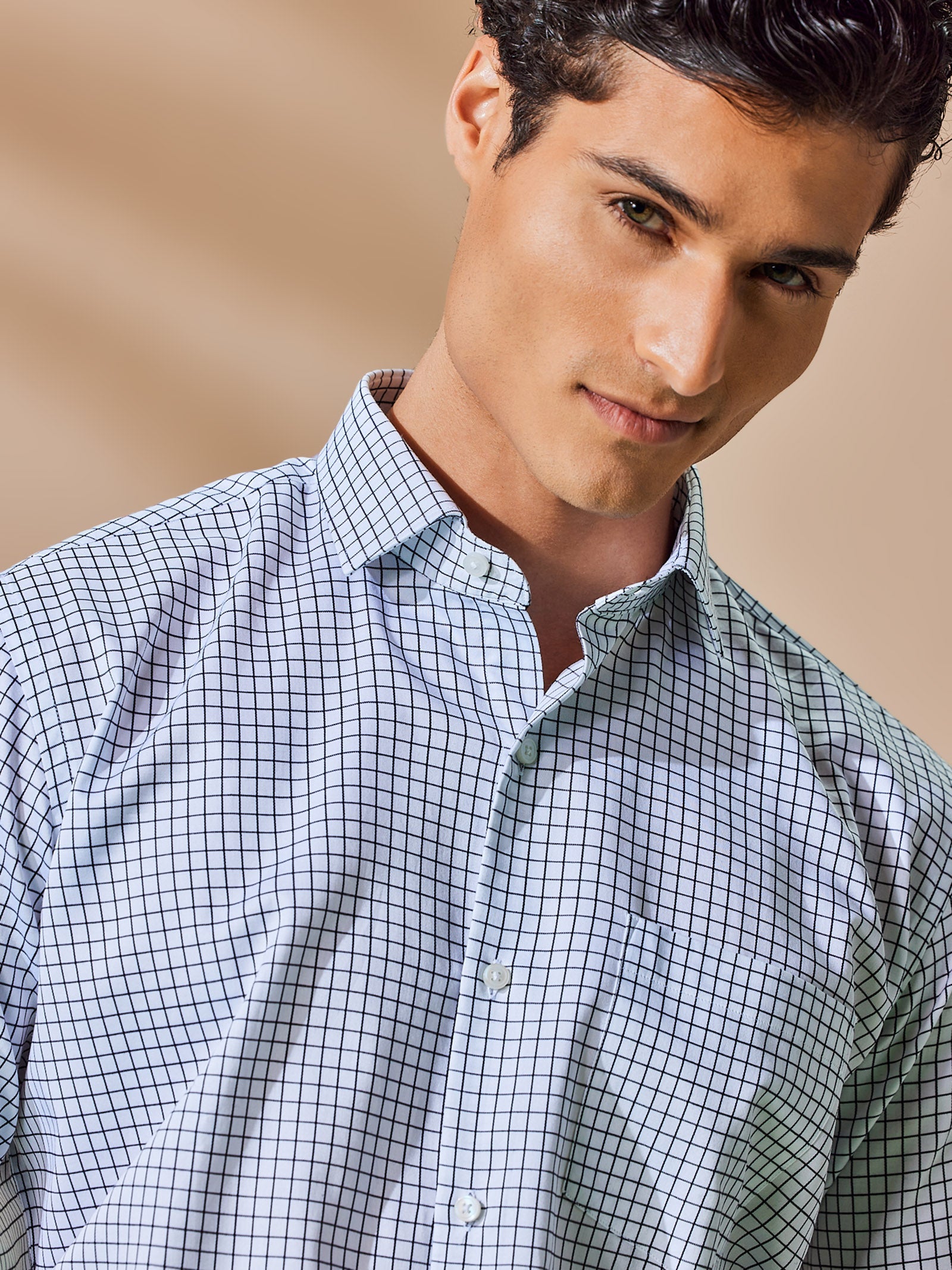 Navy Checked Giza Formal Shirt