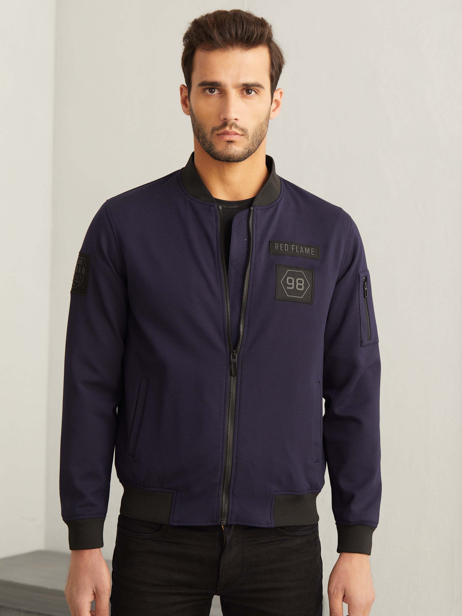 Navy 4-Way Stretch Urban Bomber Jacket