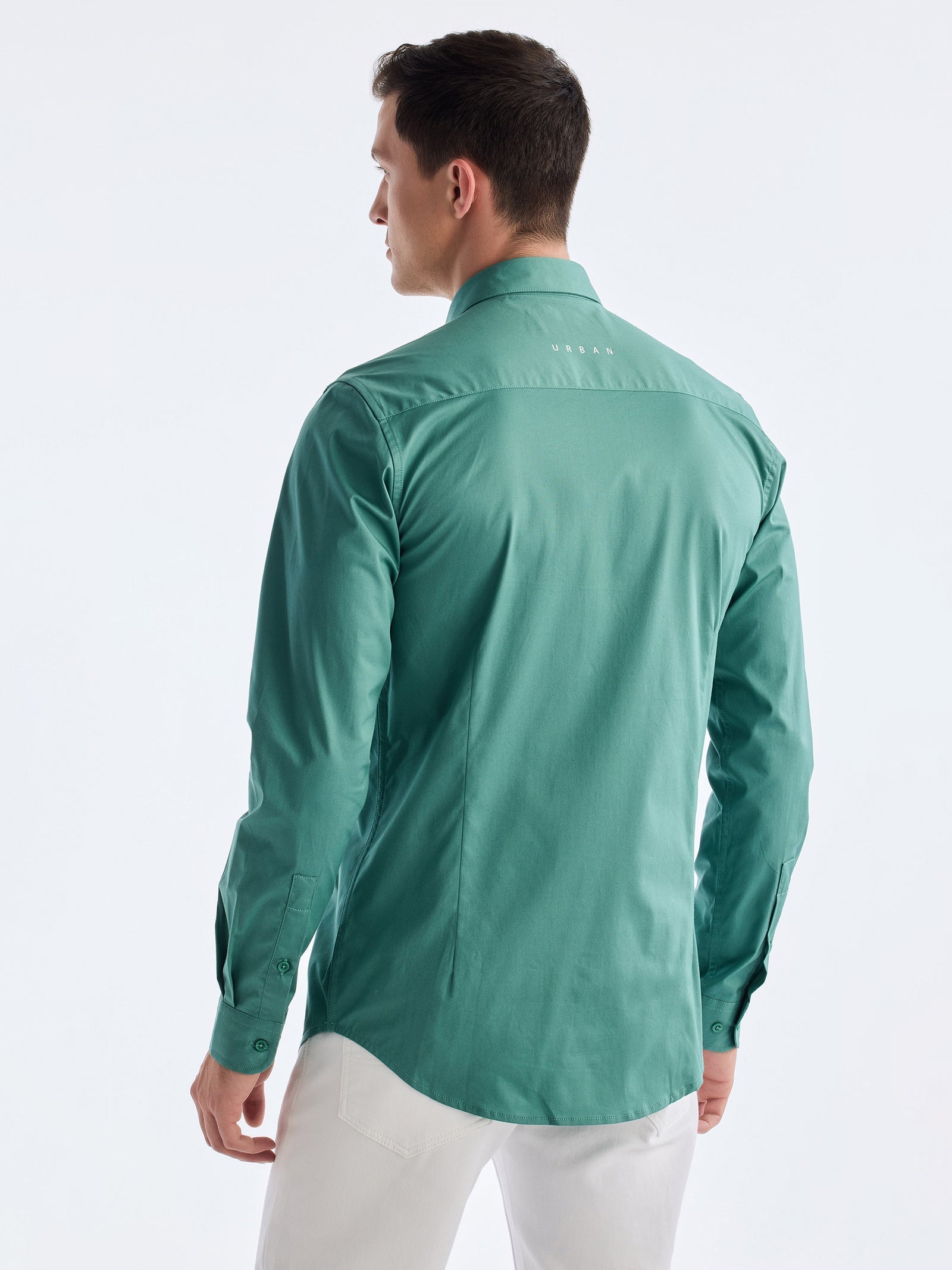 Green Solid Urban Shirt