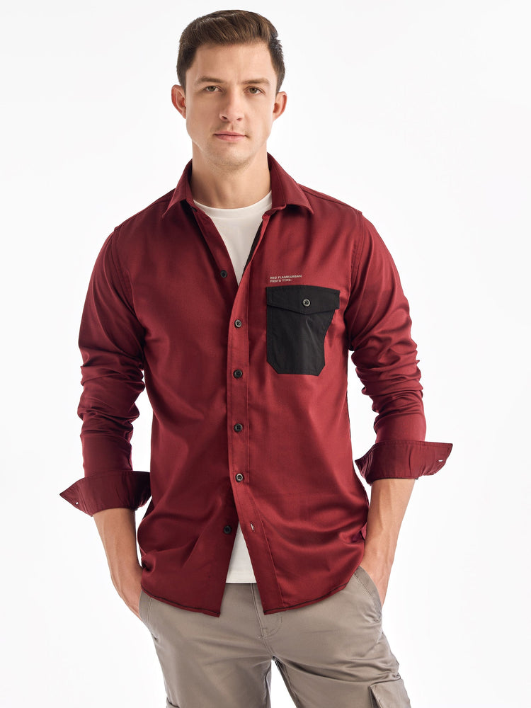 Maroon Solid Urban Shirt