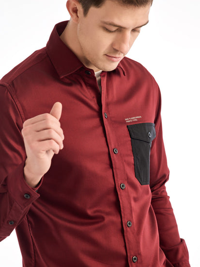 Maroon Solid Urban Shirt