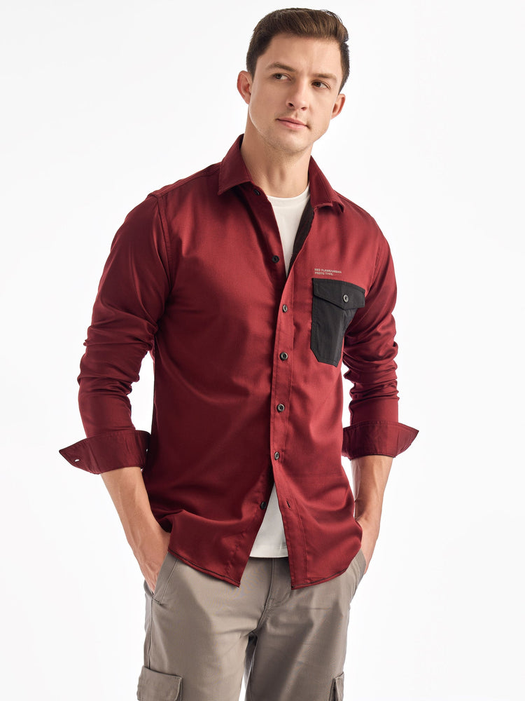 Maroon Solid Urban Shirt