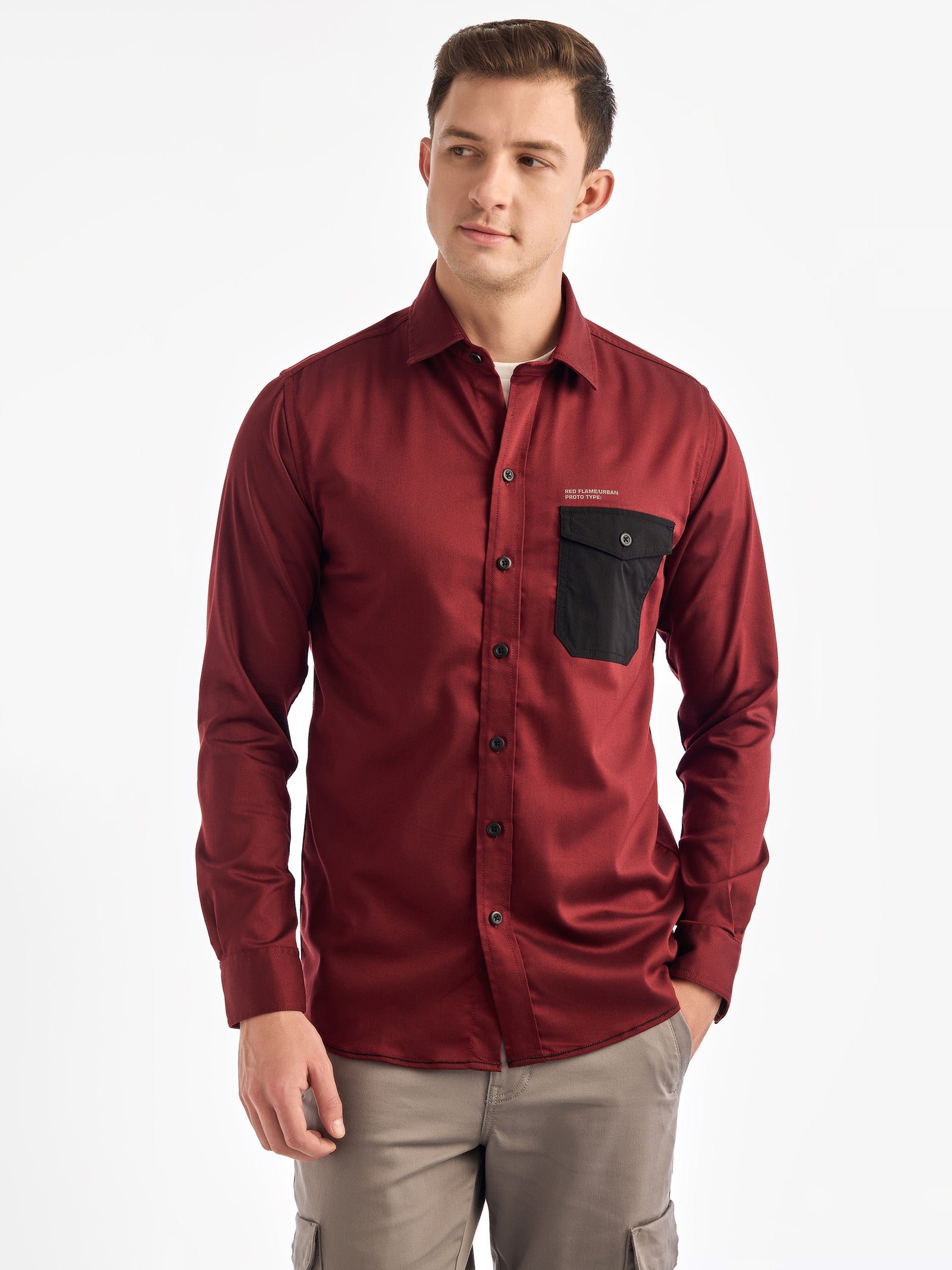 Maroon Solid Urban Shirt