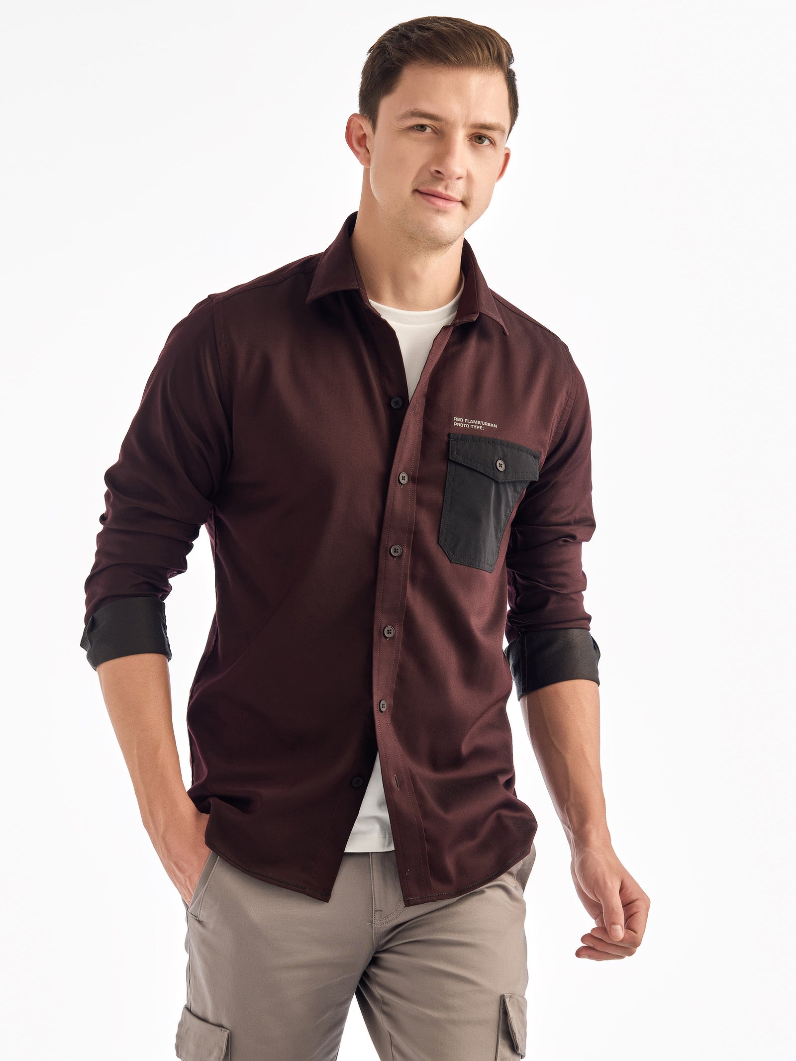 Maroon Solid Urban Shirt