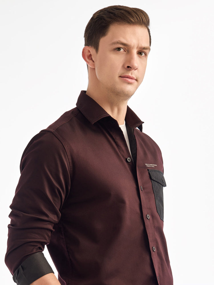 Maroon Solid Urban Shirt