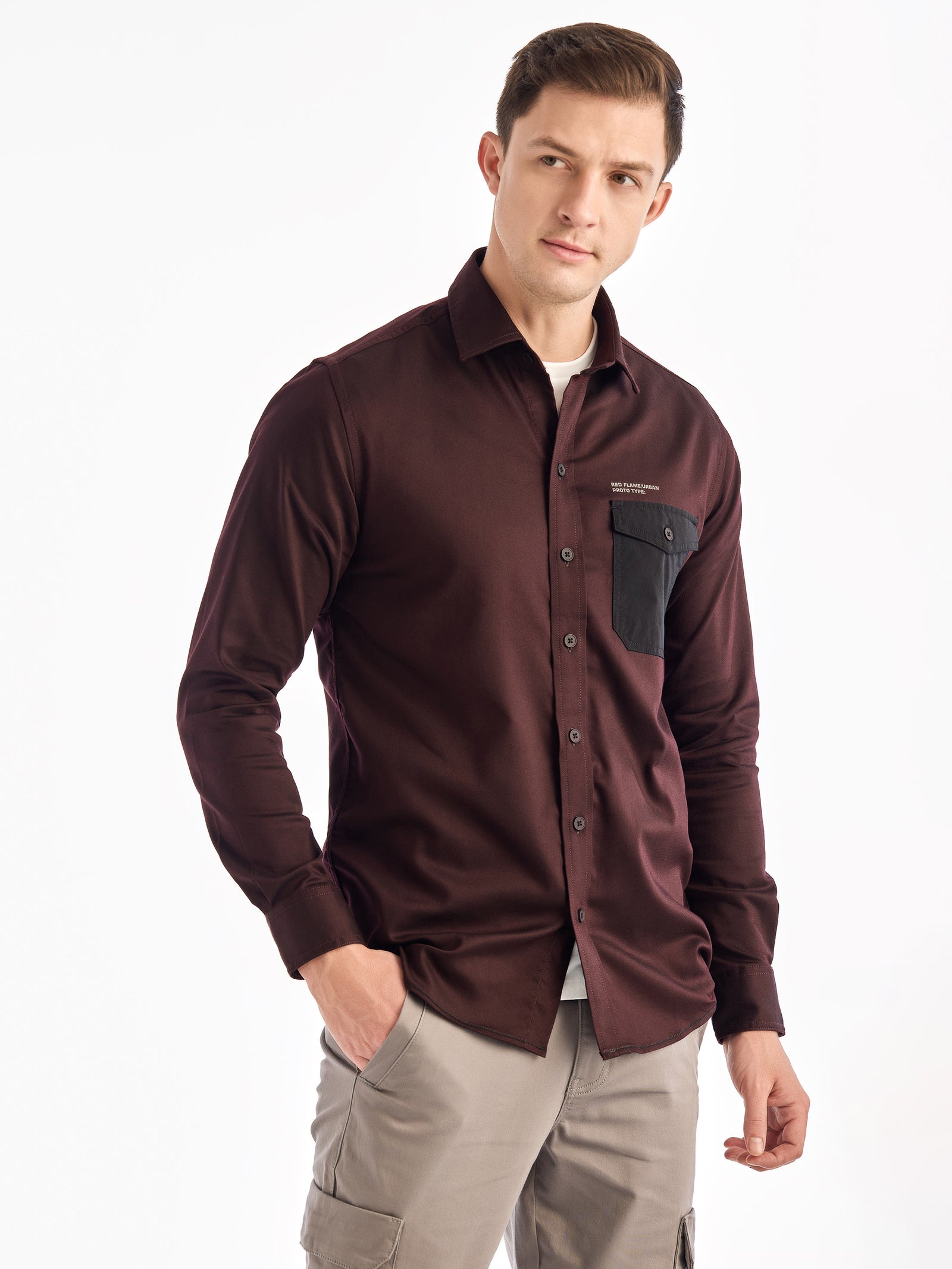 Maroon Solid Urban Shirt