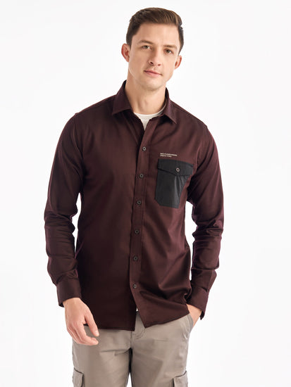 Maroon Solid Urban Shirt