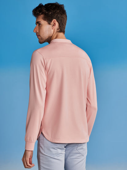 Pink Henley Sweatshirt