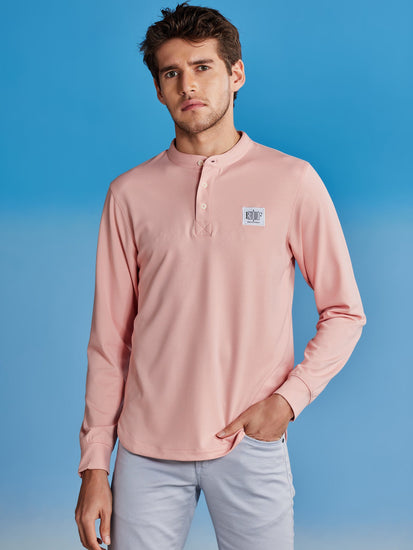 Pink Henley Sweatshirt