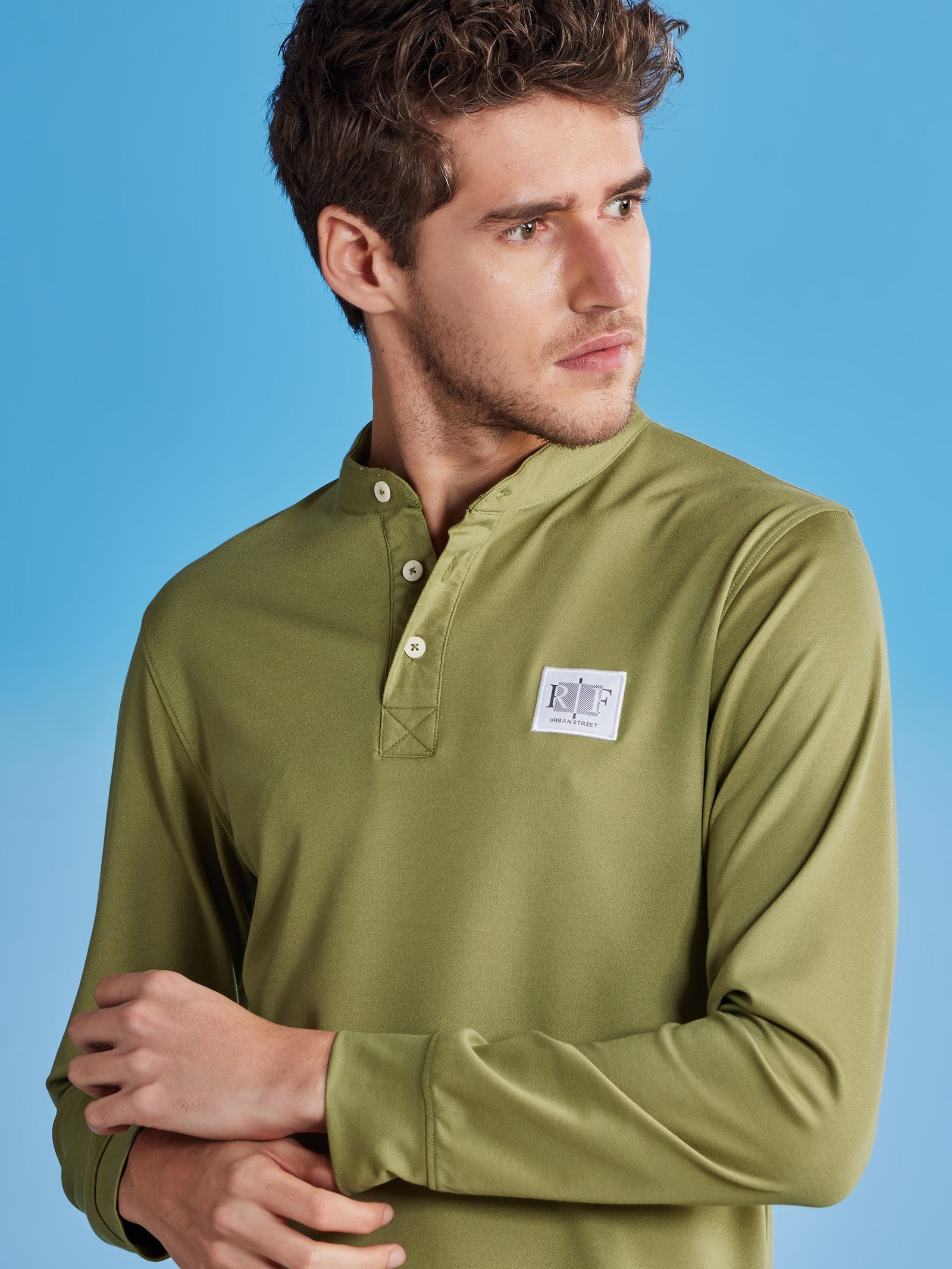 Green Henley Sweatshirt