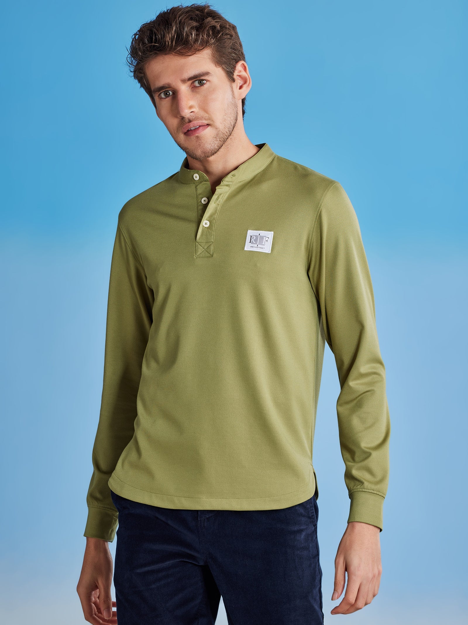 Green Henley Sweatshirt