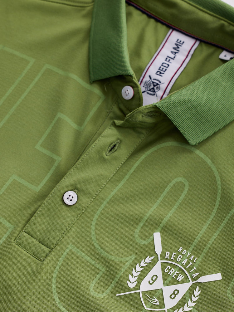 Green Chest Print Polo T-Shirt